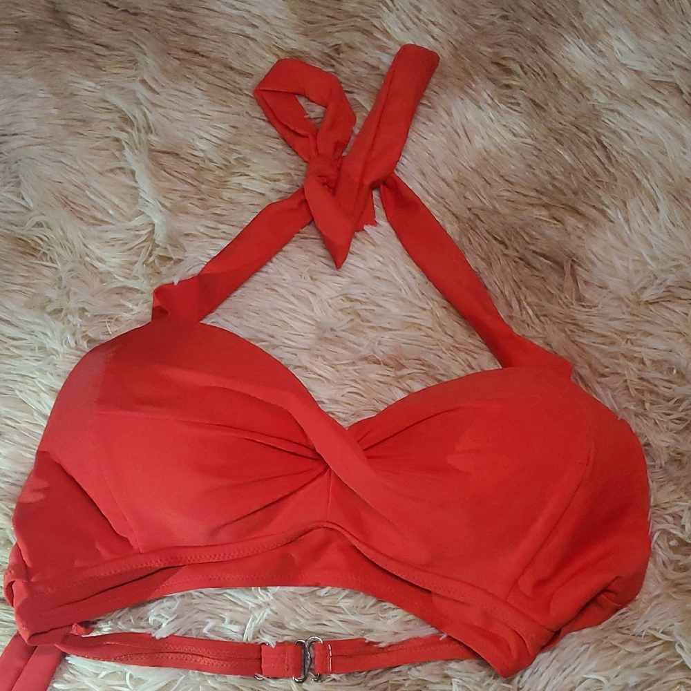 Vibrant Red Halter Bikini Top